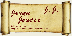 Jovan Jontić vizit kartica